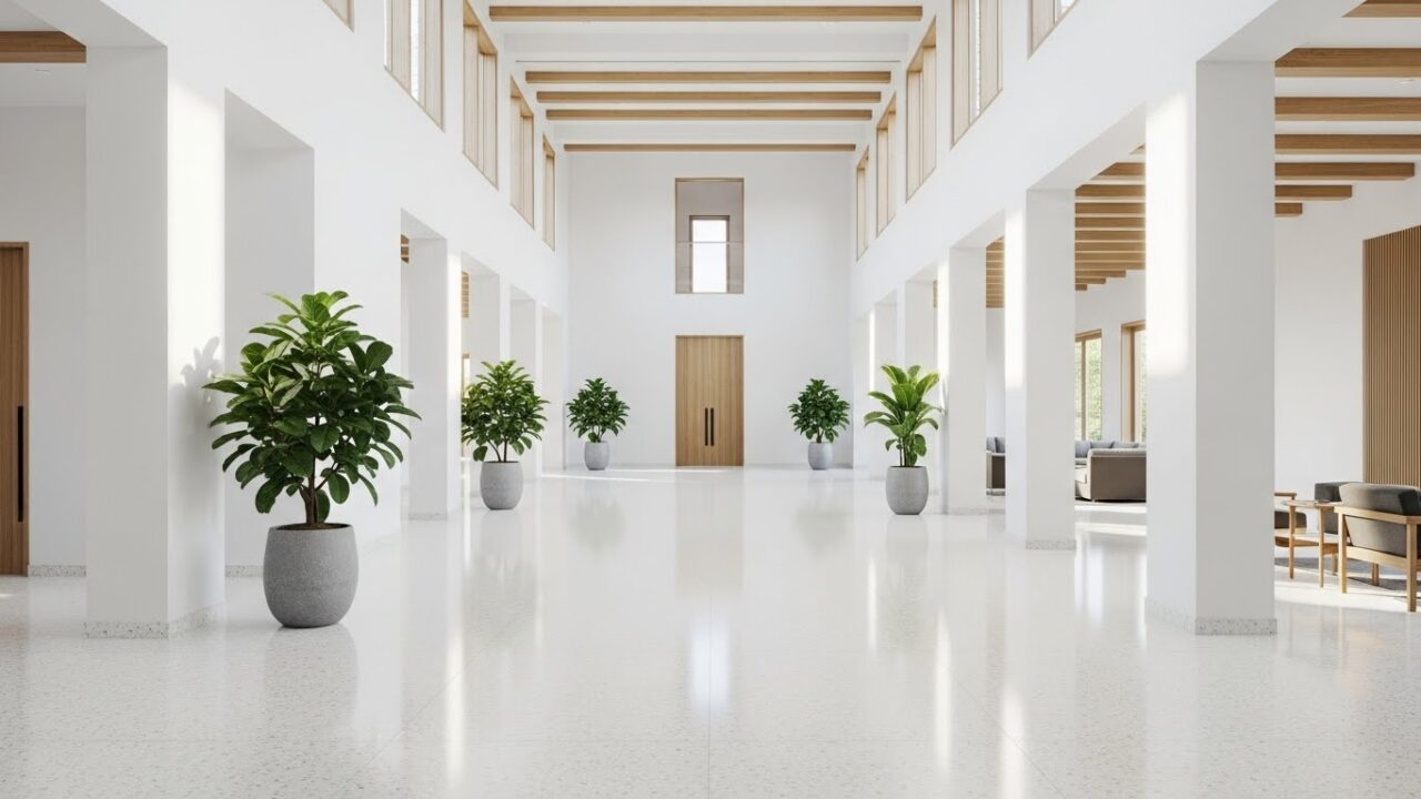 white series terrazzo flooring